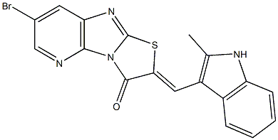 7-bromo-2-[(2-methyl-1H-indol-3-yl)methylene][1,3]thiazolo[2',3':2,3]imidazo[4,5-b]pyridin-3(2H)-one Struktur