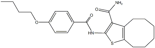 2-[(4-butoxybenzoyl)amino]-4,5,6,7,8,9-hexahydrocycloocta[b]thiophene-3-carboxamide Struktur