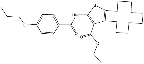 ethyl 2-[(4-propoxybenzoyl)amino]-4,5,6,7,8,9,10,11,12,13-decahydrocyclododeca[b]thiophene-3-carboxylate Struktur