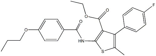 ethyl 4-(4-fluorophenyl)-5-methyl-2-[(4-propoxybenzoyl)amino]thiophene-3-carboxylate Struktur