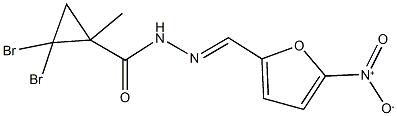 2,2-dibromo-N'-({5-nitro-2-furyl}methylene)-1-methylcyclopropanecarbohydrazide Struktur