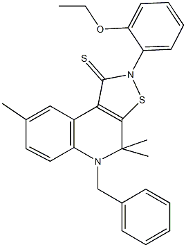 5-benzyl-2-(2-ethoxyphenyl)-4,4,8-trimethyl-4,5-dihydroisothiazolo[5,4-c]quinoline-1(2H)-thione Struktur