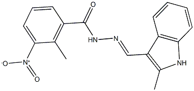 3-nitro-2-methyl-N'-[(2-methyl-1H-indol-3-yl)methylene]benzohydrazide Struktur