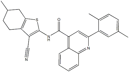 N-(3-cyano-6-methyl-4,5,6,7-tetrahydro-1-benzothien-2-yl)-2-(2,5-dimethylphenyl)-4-quinolinecarboxamide Struktur