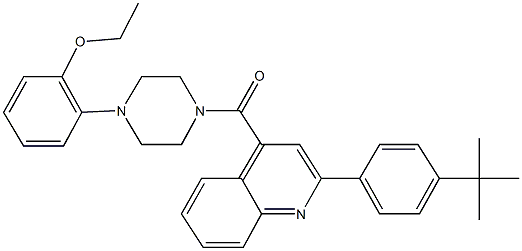 2-(4-{[2-(4-tert-butylphenyl)-4-quinolinyl]carbonyl}-1-piperazinyl)phenyl ethyl ether Struktur