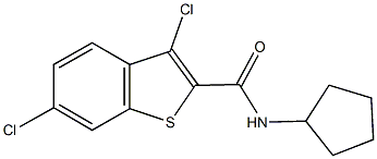 3,6-dichloro-N-cyclopentyl-1-benzothiophene-2-carboxamide Struktur