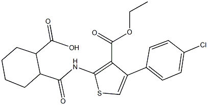 2-({[4-(4-chlorophenyl)-3-(ethoxycarbonyl)-2-thienyl]amino}carbonyl)cyclohexanecarboxylic acid Struktur