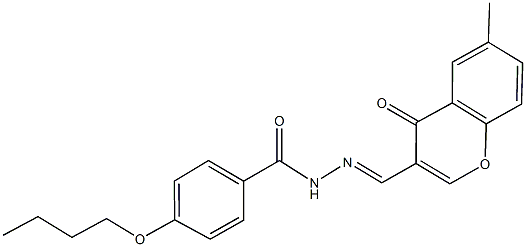 4-butoxy-N'-[(6-methyl-4-oxo-4H-chromen-3-yl)methylene]benzohydrazide Struktur