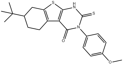 7-tert-butyl-3-(4-methoxyphenyl)-2-thioxo-2,3,5,6,7,8-hexahydro[1]benzothieno[2,3-d]pyrimidin-4(1H)-one Struktur