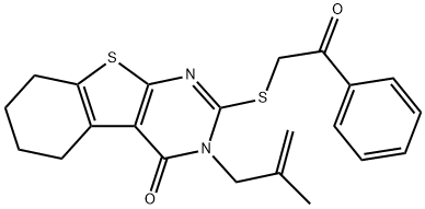 3-(2-methyl-2-propenyl)-2-[(2-oxo-2-phenylethyl)sulfanyl]-5,6,7,8-tetrahydro[1]benzothieno[2,3-d]pyrimidin-4(3H)-one Struktur