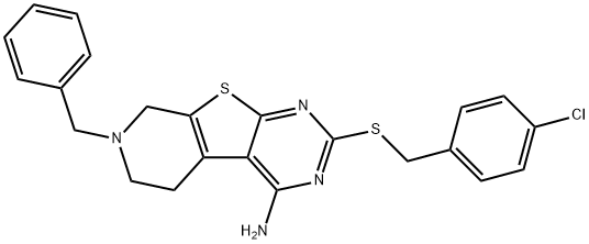 7-benzyl-2-[(4-chlorobenzyl)sulfanyl]-5,6,7,8-tetrahydropyrido[4',3':4,5]thieno[2,3-d]pyrimidin-4-amine Struktur