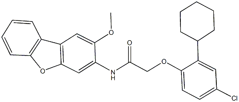 2-(4-chloro-2-cyclohexylphenoxy)-N-(2-methoxydibenzo[b,d]furan-3-yl)acetamide Struktur