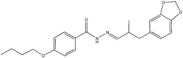 N'-[3-(1,3-benzodioxol-5-yl)-2-methylpropylidene]-4-butoxybenzohydrazide Struktur