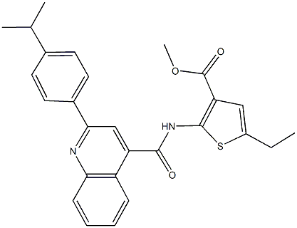 methyl 5-ethyl-2-({[2-(4-isopropylphenyl)quinolin-4-yl]carbonyl}amino)thiophene-3-carboxylate Struktur