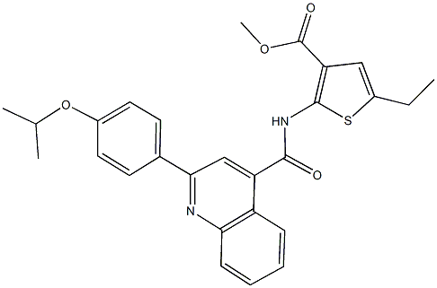 methyl 5-ethyl-2-({[2-(4-isopropoxyphenyl)-4-quinolinyl]carbonyl}amino)-3-thiophenecarboxylate Struktur