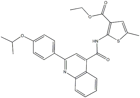 ethyl 2-({[2-(4-isopropoxyphenyl)quinolin-4-yl]carbonyl}amino)-5-methylthiophene-3-carboxylate Struktur