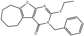 3-benzyl-2-(ethylsulfanyl)-3,5,6,7,8,9-hexahydro-4H-cyclohepta[4,5]thieno[2,3-d]pyrimidin-4-one Struktur