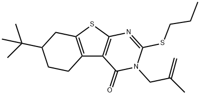 7-tert-butyl-3-(2-methyl-2-propenyl)-2-(propylsulfanyl)-5,6,7,8-tetrahydro[1]benzothieno[2,3-d]pyrimidin-4(3H)-one Struktur