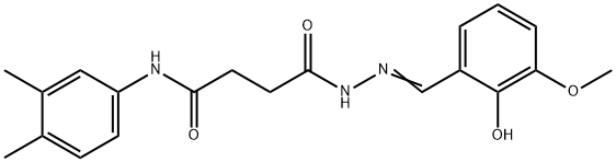 N-(3,4-dimethylphenyl)-4-[2-(2-hydroxy-3-methoxybenzylidene)hydrazino]-4-oxobutanamide Struktur