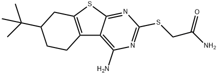 2-[(4-amino-7-tert-butyl-5,6,7,8-tetrahydro[1]benzothieno[2,3-d]pyrimidin-2-yl)sulfanyl]acetamide Struktur