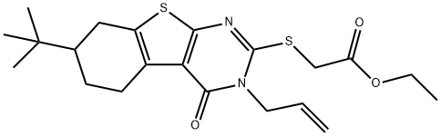 ethyl [(3-allyl-7-tert-butyl-4-oxo-3,4,5,6,7,8-hexahydro[1]benzothieno[2,3-d]pyrimidin-2-yl)sulfanyl]acetate Struktur