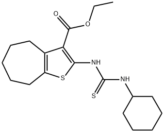 ethyl 2-{[(cyclohexylamino)carbothioyl]amino}-5,6,7,8-tetrahydro-4H-cyclohepta[b]thiophene-3-carboxylate Struktur