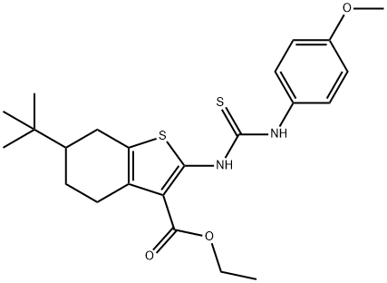 ethyl 6-tert-butyl-2-{[(4-methoxyanilino)carbothioyl]amino}-4,5,6,7-tetrahydro-1-benzothiophene-3-carboxylate Struktur