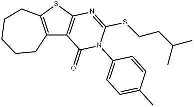 2-(isopentylsulfanyl)-3-(4-methylphenyl)-3,5,6,7,8,9-hexahydro-4H-cyclohepta[4,5]thieno[2,3-d]pyrimidin-4-one Struktur