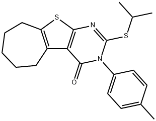 2-(isopropylsulfanyl)-3-(4-methylphenyl)-3,5,6,7,8,9-hexahydro-4H-cyclohepta[4,5]thieno[2,3-d]pyrimidin-4-one Struktur