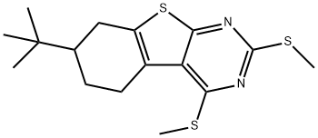 7-tert-butyl-2,4-bis(methylsulfanyl)-5,6,7,8-tetrahydro[1]benzothieno[2,3-d]pyrimidine Struktur