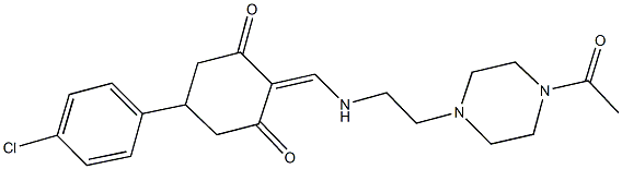 2-({[2-(4-acetyl-1-piperazinyl)ethyl]amino}methylene)-5-(4-chlorophenyl)-1,3-cyclohexanedione Struktur