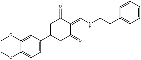 5-(3,4-dimethoxyphenyl)-2-{[(2-phenylethyl)amino]methylene}-1,3-cyclohexanedione Struktur