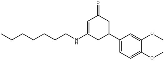 5-(3,4-dimethoxyphenyl)-3-(heptylamino)-2-cyclohexen-1-one Struktur