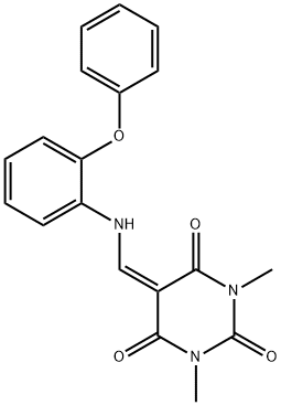 1,3-dimethyl-5-[(2-phenoxyanilino)methylene]-2,4,6(1H,3H,5H)-pyrimidinetrione Struktur