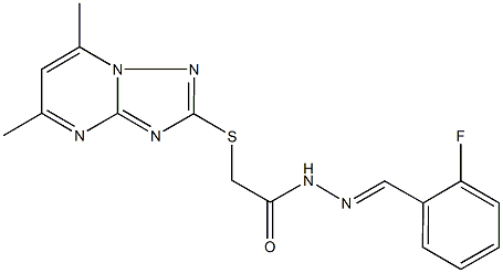 2-[(5,7-dimethyl[1,2,4]triazolo[1,5-a]pyrimidin-2-yl)sulfanyl]-N'-(2-fluorobenzylidene)acetohydrazide Struktur