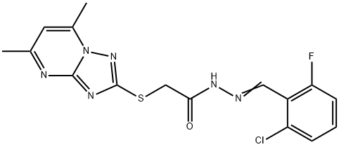 N'-(2-chloro-6-fluorobenzylidene)-2-[(5,7-dimethyl[1,2,4]triazolo[1,5-a]pyrimidin-2-yl)sulfanyl]acetohydrazide Struktur