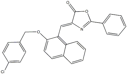 4-({2-[(4-chlorobenzyl)oxy]-1-naphthyl}methylene)-2-phenyl-1,3-oxazol-5(4H)-one Struktur