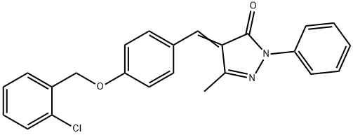 4-{4-[(2-chlorobenzyl)oxy]benzylidene}-5-methyl-2-phenyl-2,4-dihydro-3H-pyrazol-3-one Struktur