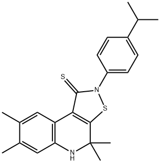 2-(4-isopropylphenyl)-4,4,7,8-tetramethyl-4,5-dihydroisothiazolo[5,4-c]quinoline-1(2H)-thione Struktur