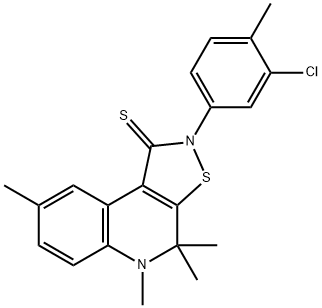 2-(3-chloro-4-methylphenyl)-4,4,5,8-tetramethyl-4,5-dihydroisothiazolo[5,4-c]quinoline-1(2H)-thione Struktur