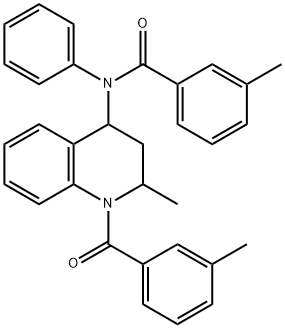 3-methyl-N-[2-methyl-1-(3-methylbenzoyl)-1,2,3,4-tetrahydro-4-quinolinyl]-N-phenylbenzamide Struktur