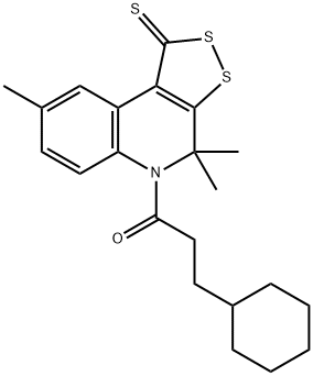 5-(3-cyclohexylpropanoyl)-4,4,8-trimethyl-4,5-dihydro-1H-[1,2]dithiolo[3,4-c]quinoline-1-thione Struktur