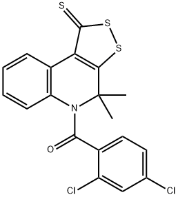 5-(2,4-dichlorobenzoyl)-4,4-dimethyl-4,5-dihydro-1H-[1,2]dithiolo[3,4-c]quinoline-1-thione Struktur