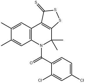 5-(2,4-dichlorobenzoyl)-4,4,7,8-tetramethyl-4,5-dihydro-1H-[1,2]dithiolo[3,4-c]quinoline-1-thione Struktur