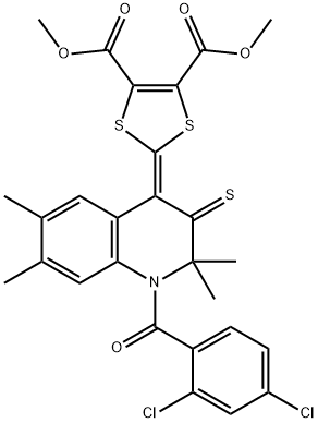 dimethyl 2-(1-(2,4-dichlorobenzoyl)-2,2,6,7-tetramethyl-3-thioxo-2,3-dihydro-4(1H)-quinolinylidene)-1,3-dithiole-4,5-dicarboxylate Struktur