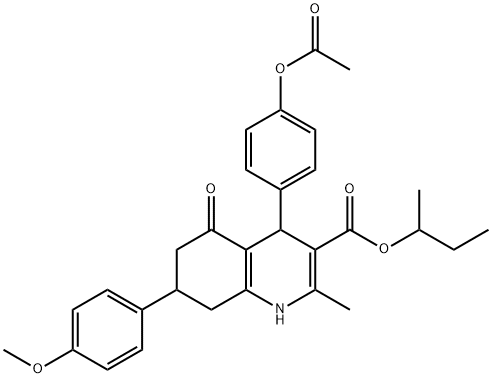 sec-butyl 4-[4-(acetyloxy)phenyl]-7-(4-methoxyphenyl)-2-methyl-5-oxo-1,4,5,6,7,8-hexahydro-3-quinolinecarboxylate Struktur