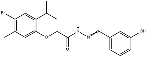 2-(4-bromo-2-isopropyl-5-methylphenoxy)-N'-(3-hydroxybenzylidene)acetohydrazide Struktur