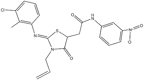 2-{3-allyl-2-[(3-chloro-2-methylphenyl)imino]-4-oxo-1,3-thiazolidin-5-yl}-N-{3-nitrophenyl}acetamide Struktur