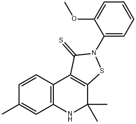 2-(2-methoxyphenyl)-4,4,7-trimethyl-4,5-dihydroisothiazolo[5,4-c]quinoline-1(2H)-thione Struktur