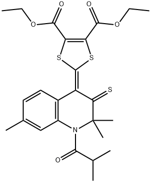 diethyl 2-(1-isobutyryl-2,2,7-trimethyl-3-thioxo-2,3-dihydro-4(1H)-quinolinylidene)-1,3-dithiole-4,5-dicarboxylate Struktur